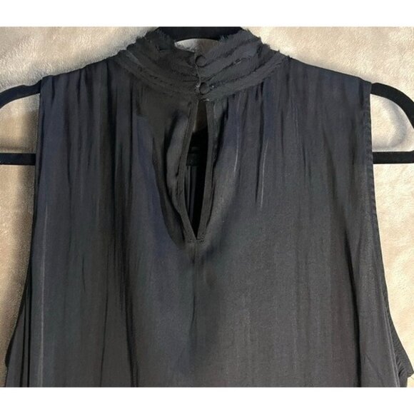 WORTHINGTON Womens Black Sleeveless Mock Neck Blouse Keyhole Back Flowing PXL - Picture 9 of 11